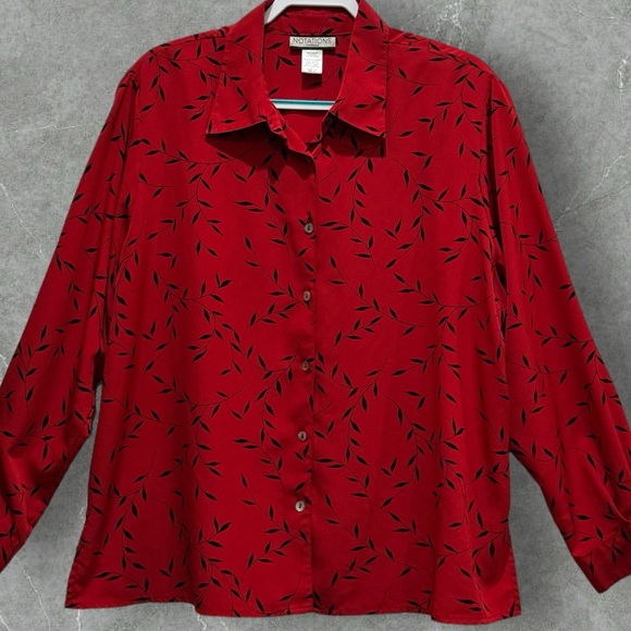 WOMENS LONG SLEEVE VINTAGE BLOUSE. BUTTON DOWN COLLARED RED BLOUSE. NO FLAWS - Picture 3 of 11